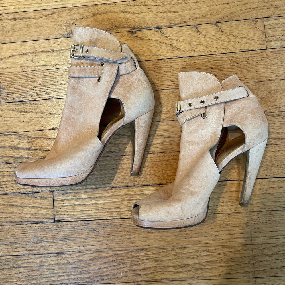 Tashkent by Cheyenne Zidane Gladiator Peep Toe Heel Ankle Boot Cream - 38